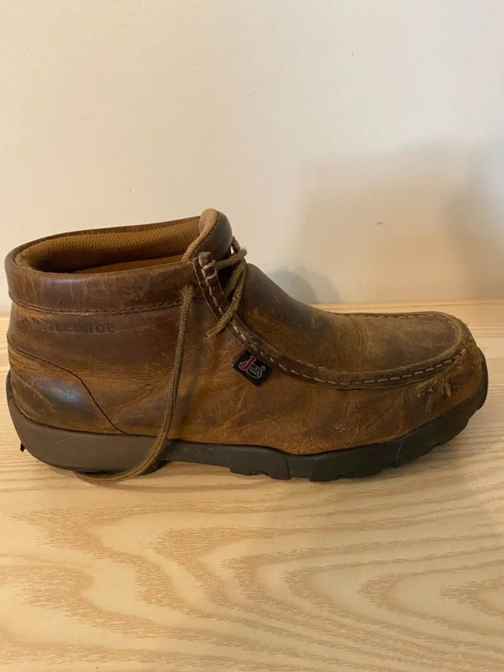 Justin 235 Brown Leather Steel Toe Work Chukka Boots Men's 8.5W